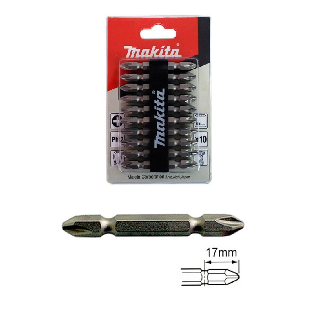 Makita D-33679 PH2 X 65MM Screw Bit Set 10PC/Pack