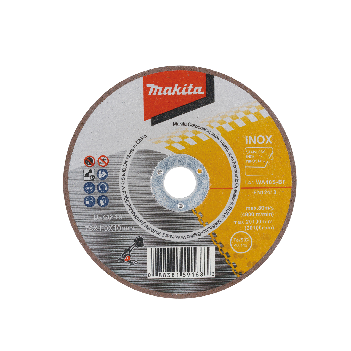 Makita D-74815-5 CUT-OFF WHEEL 76MM X 1.0MM X 10MM 5PC/PACK