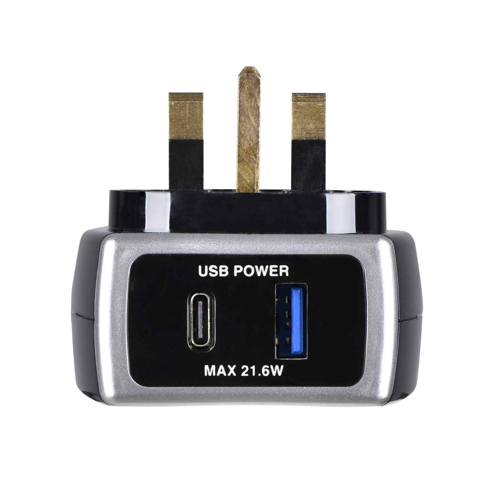 Masterplug SURGE Adaptor FAST CHARGE USB A & C BLACK SRGAUAC22PB