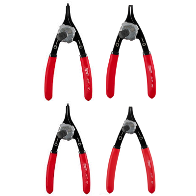 MILWAUKEE FANS COLLECTION Snap Ring Pliers 18 DEGREES & 90 DEGREES 4PC Bundle Set