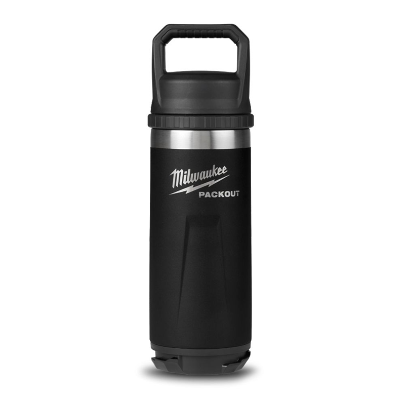 MILWAUKEE PACKOUT 18oz (530ML) Insulated Bottle With Chug Lid BLACK 48-22-8382B