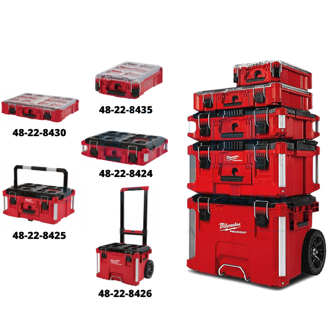 MILWAUKEE PACKOUT 5PC Storage System 48-22-8435 48-22-8430 48-22-8424 48-22-8425 48-22-8426