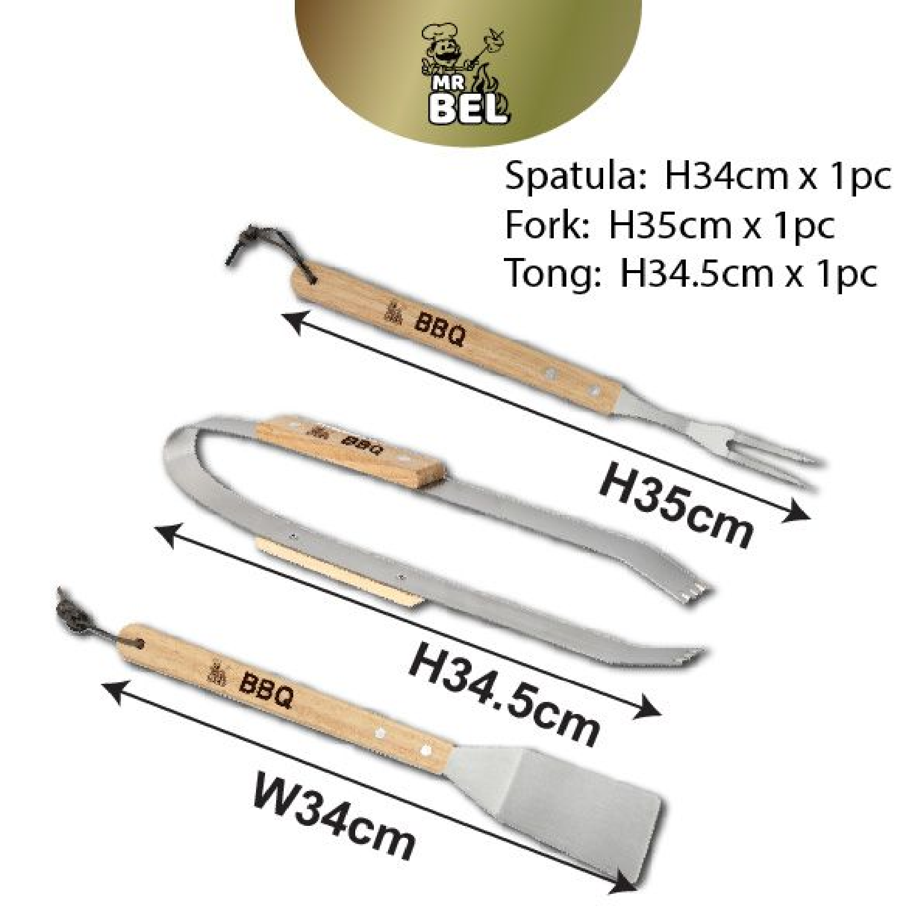 MR BEL BBQ Tool 3PC/SET