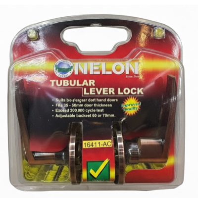 Nelon TUBULAR LEVER LOCK 16411-AC Antique Copper