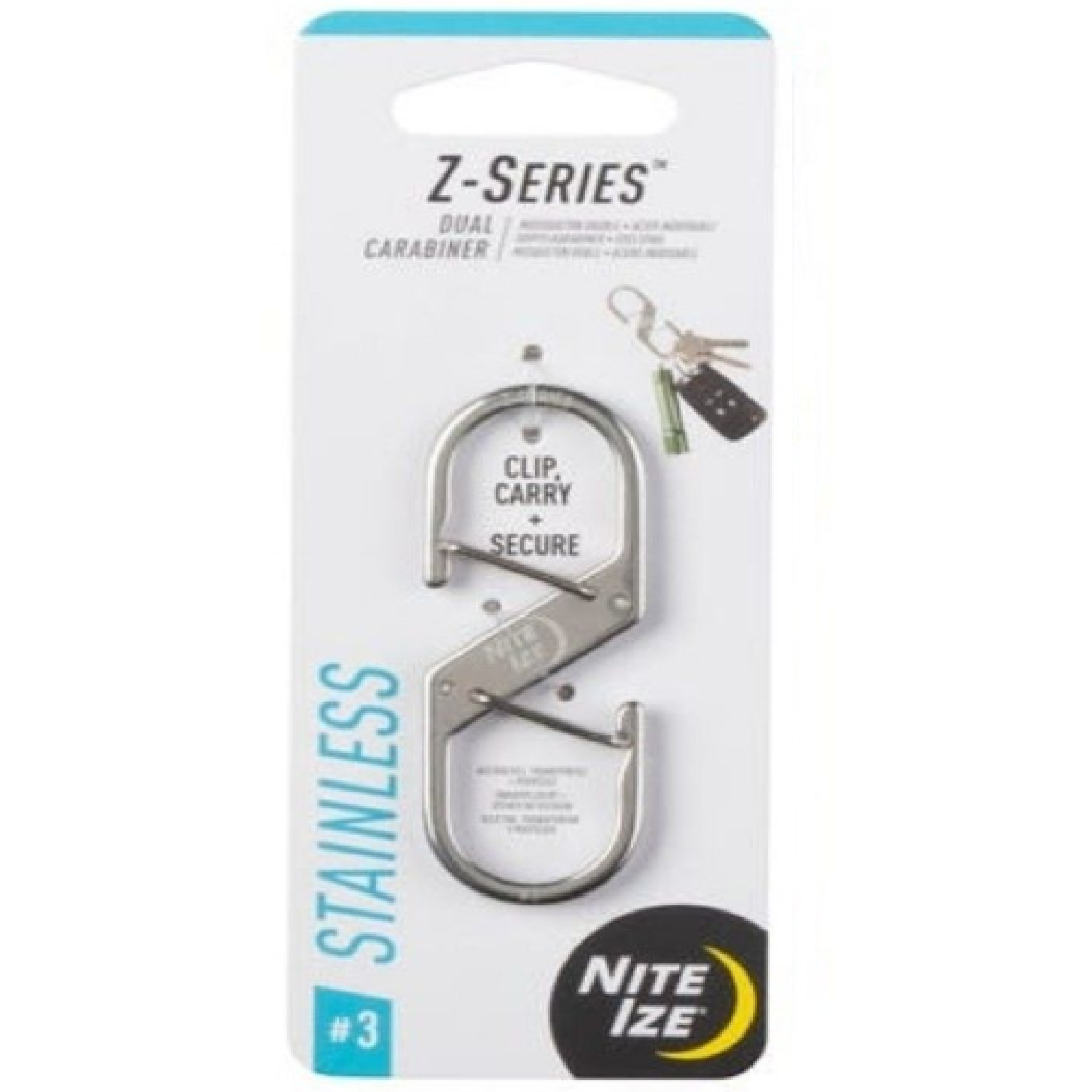 NITE IZE Dual Carabiner #3 Z-SERIES Stainless Steel