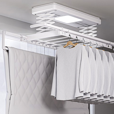 OIKIA Compact Automated Ceiling Laundry Rack With LED LIGHT WHITE ARL08W