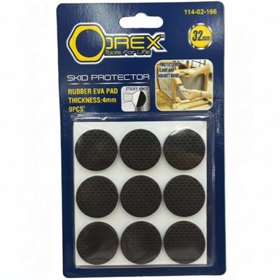 Orex 9PC ROUND Self-Adhesive RUBBER PAD 32MM BLACK