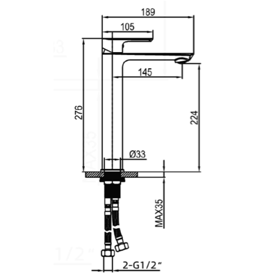 RIGEL CHROME Long Extended Basin Mixer Tap MXB721101X