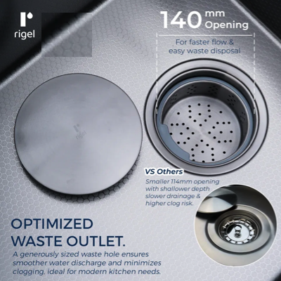 RIGEL Scratch Resistance Kitchen Sink SNK5545SB-250-LINEN HEXASHIELD