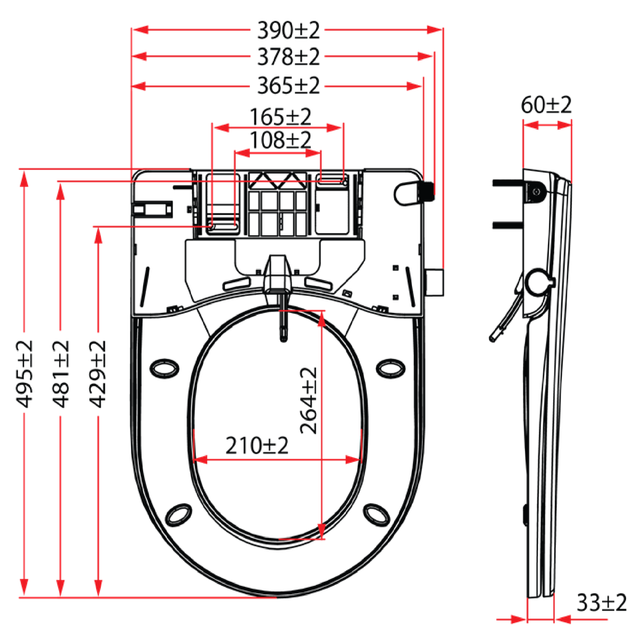 Rubine ARCH D-SHAPE BIDET Seat Cover SCPP-PF306-BIDET