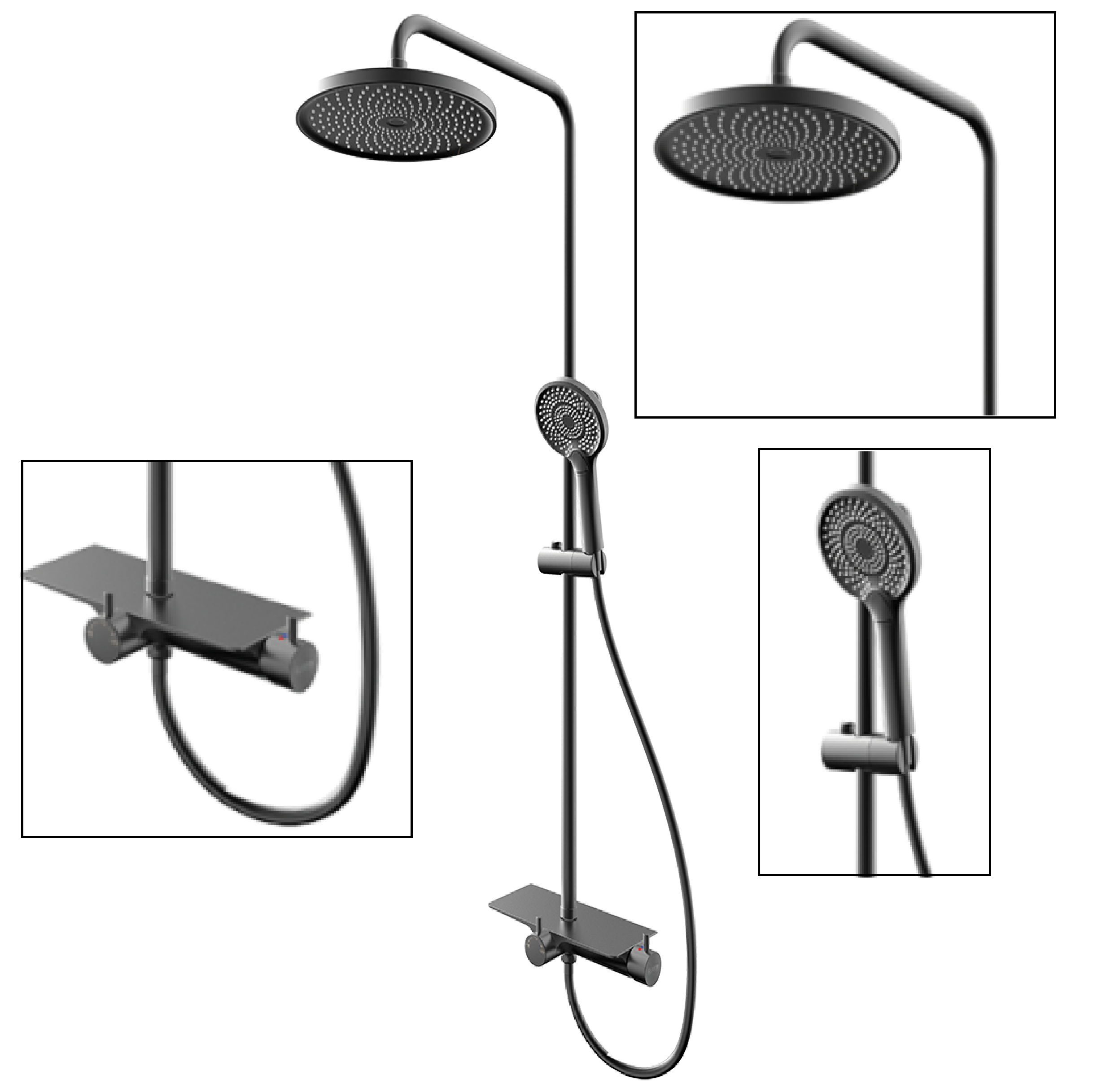 Rubine RAINSHOWER WITH MIXER Stainless Steel GUN METAL RSC-DECKOS-U2-GM