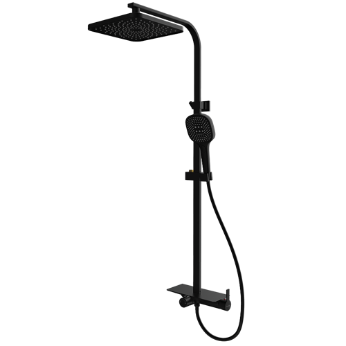 Rubine SQUARE Series DECKOS RAINSHOWER WITH MIXER MATT BLACK RSC-DECKOS-F4-BK