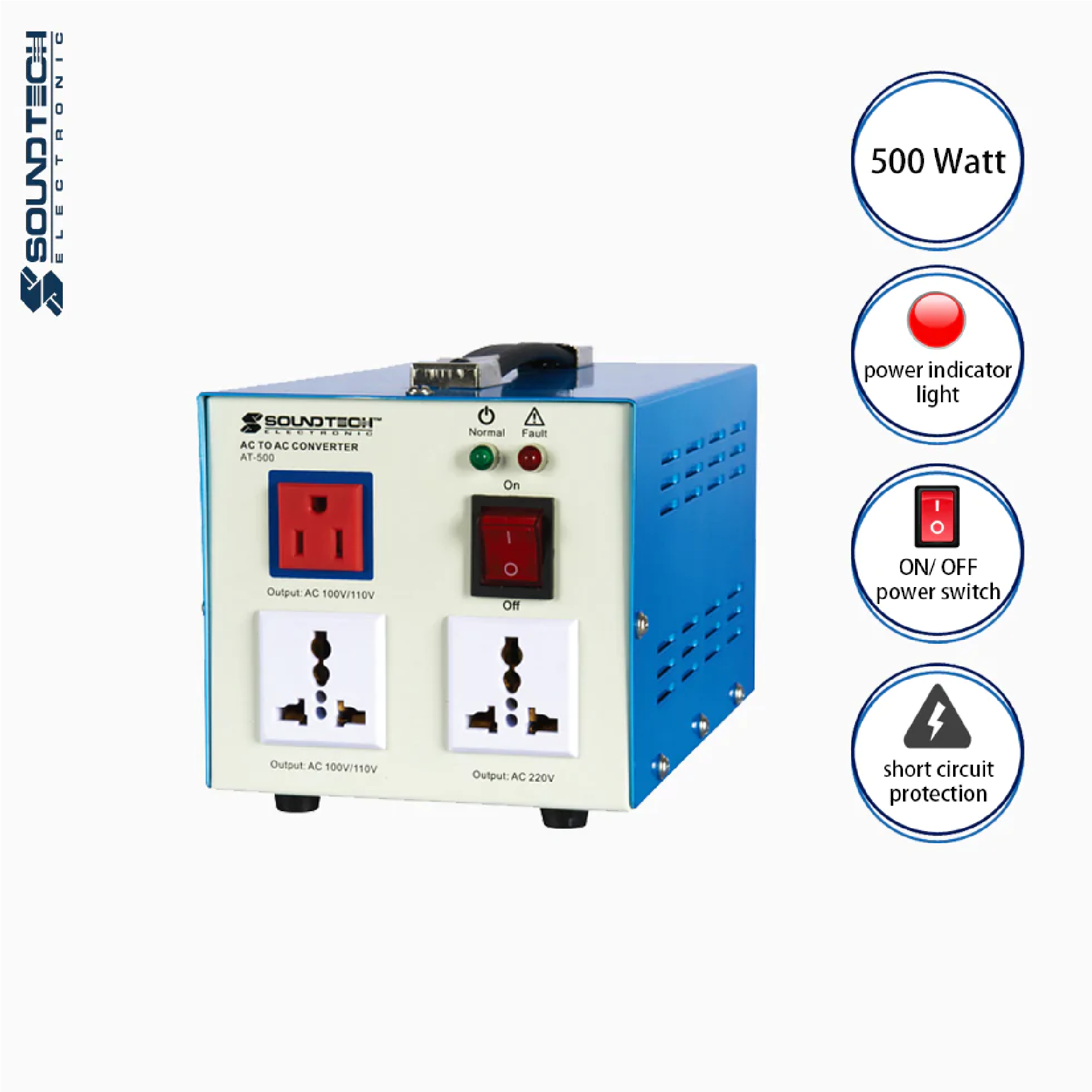Soundteoh 500W Foreign Electricity AC Converter 220V-110V AT500