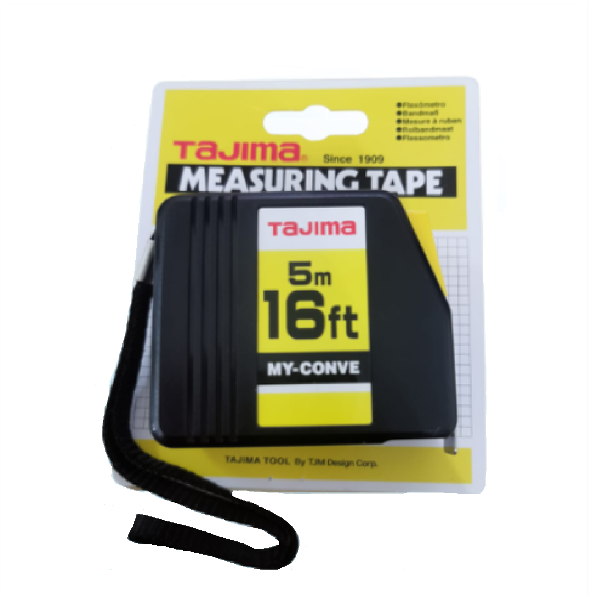 Tajima MY-CONVE 5M/16FT Short Steel AUTO-STOP Measuring Tape