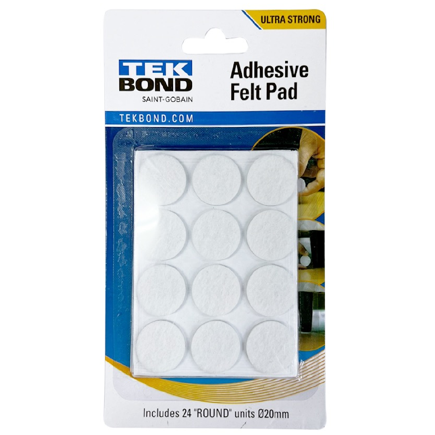 TEKBOND 24 X ROUND Self-Adhesive FELT PAD 20MM WHITE