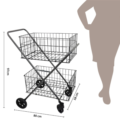 WHITE MAGIC DUAL Handy Basket Trolley Cart 50KG LOAD