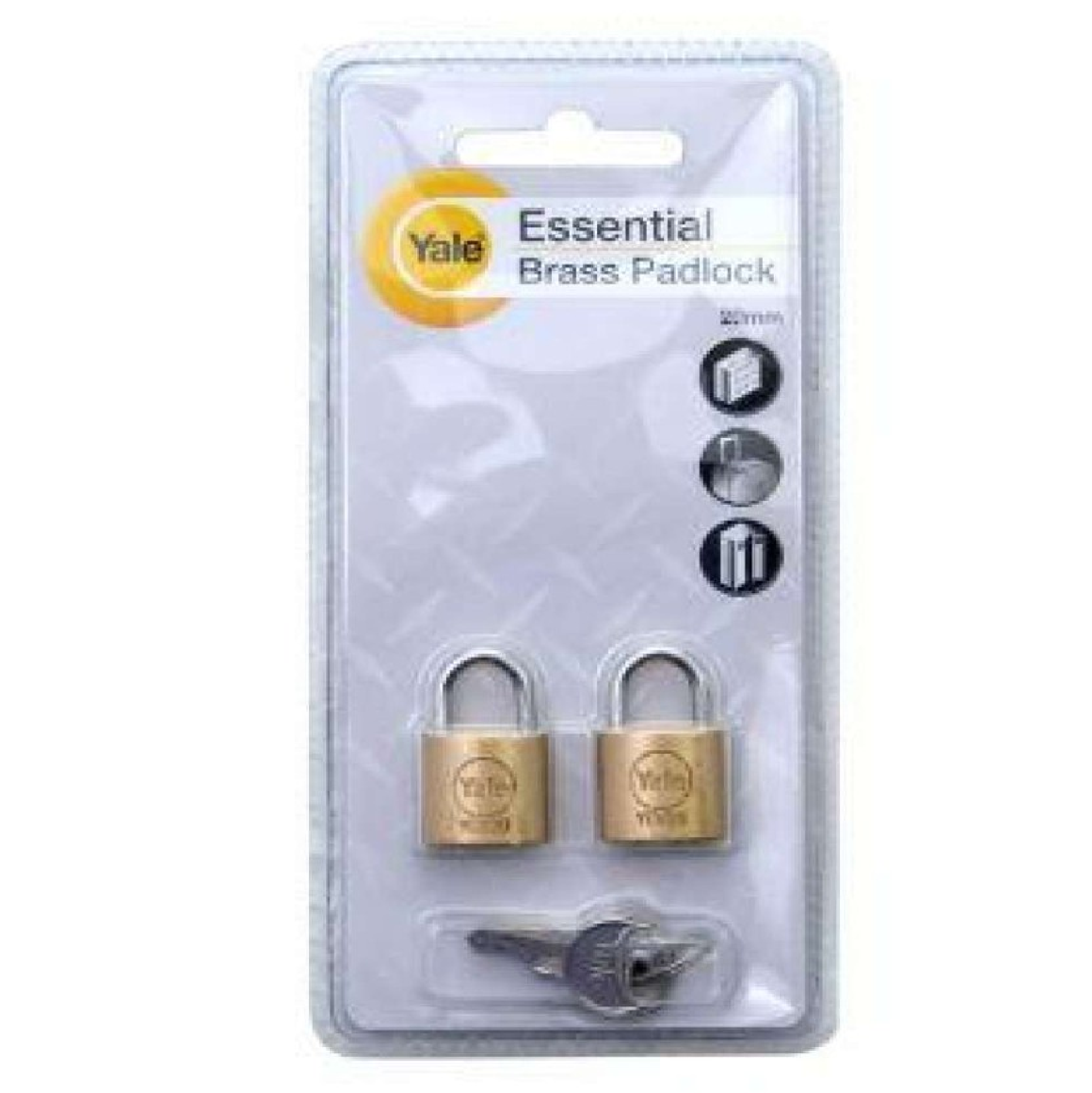 Yale 20MM BRASS Padlock TWIN PACK YE1/20/111/2 VP Comes With 3 Keys