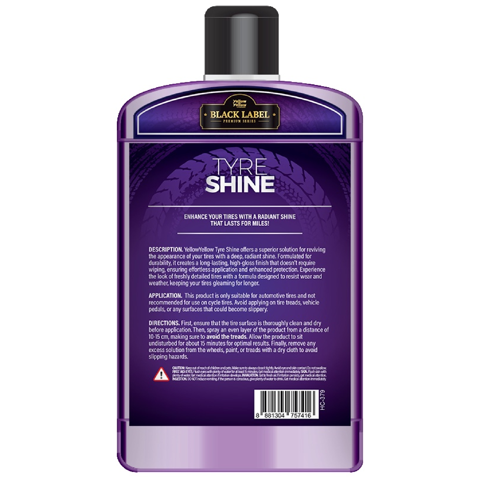 Yellowyellow BLACK LABEL TYRE SHINE Solution 473ML (BLACK & GLOSS)