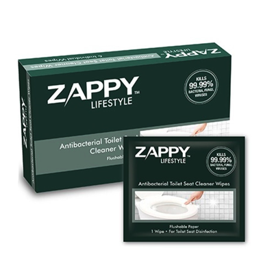 ZAPPY ANTIBACTERIAL Toilet Seat Cleaner Wipes (Flushable Paper) 6PC/PACK